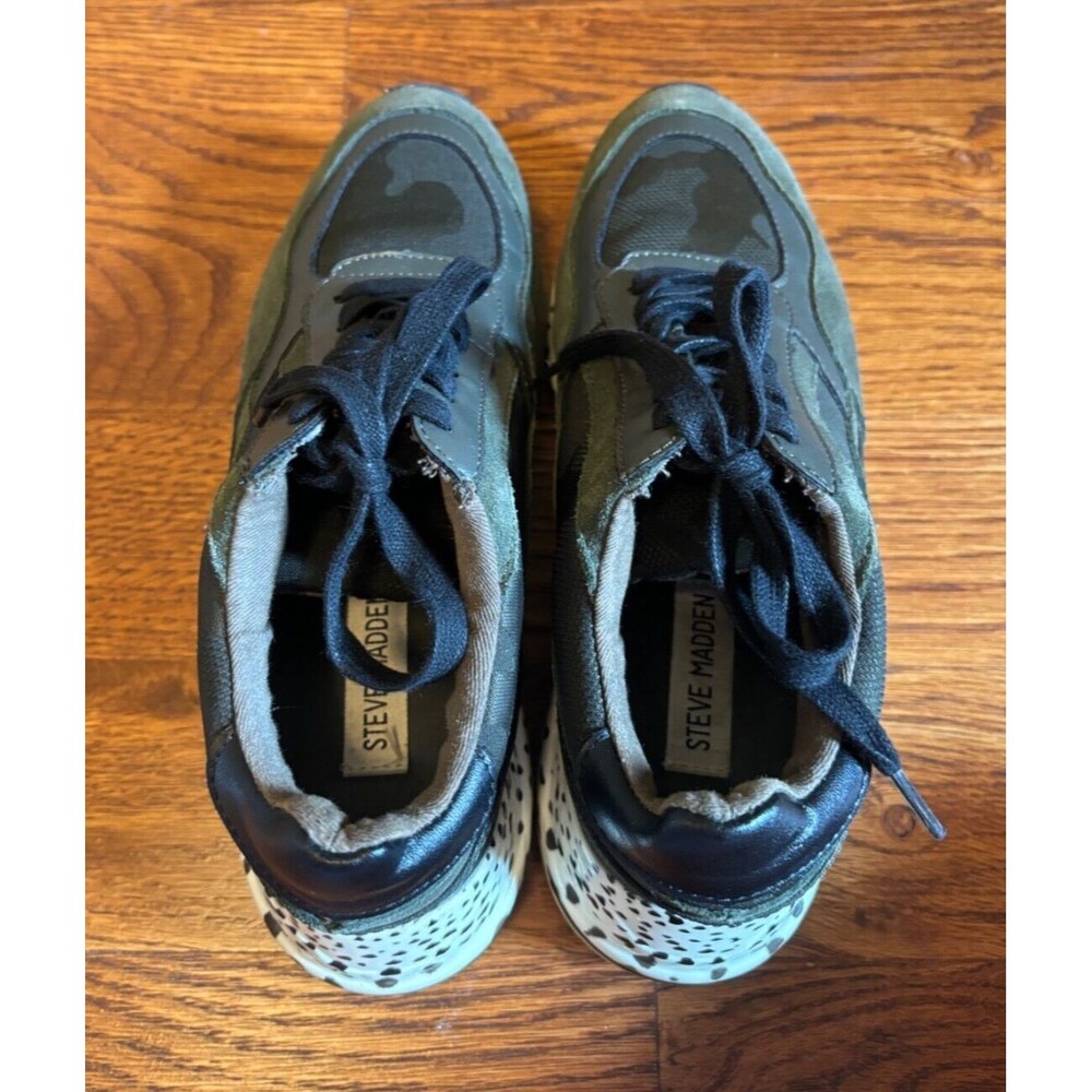 Steve Madden Women's Size 7 Bena Wedge Green Camo Sneakers - Picture 9 of 11